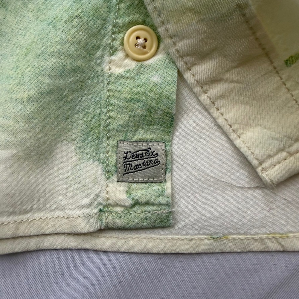 Deus Ex Machina Belbin Floral Shirt Mens Large Cream Watercolor Rayon Button Up - Picture 8 of 10